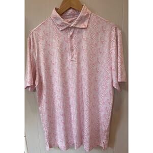 Tailor Byrd Coral Palm Leaf Golf Polo‎ Size Large